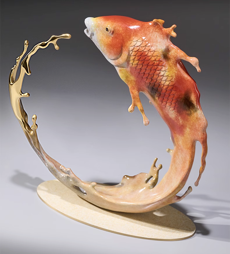 Pure Copper 'Fish Around Water' Statue