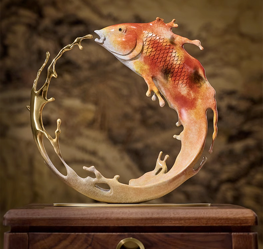 Pure Copper 'Fish Around Water' Statue