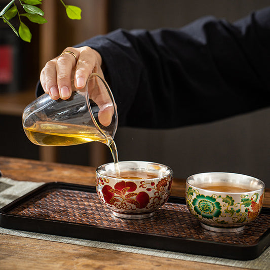 Full Gilt Silver Gem Enamel Jianzhan Tea Cup